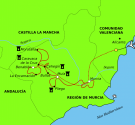 Carte circuit á vélo: La Voie Verte des Pélerins de la Vera Cruz.