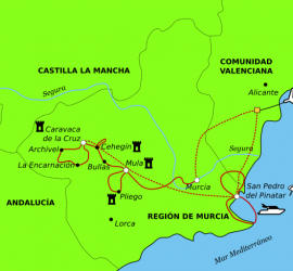 Mapa Circuito Costa Cálida en bici y barco.